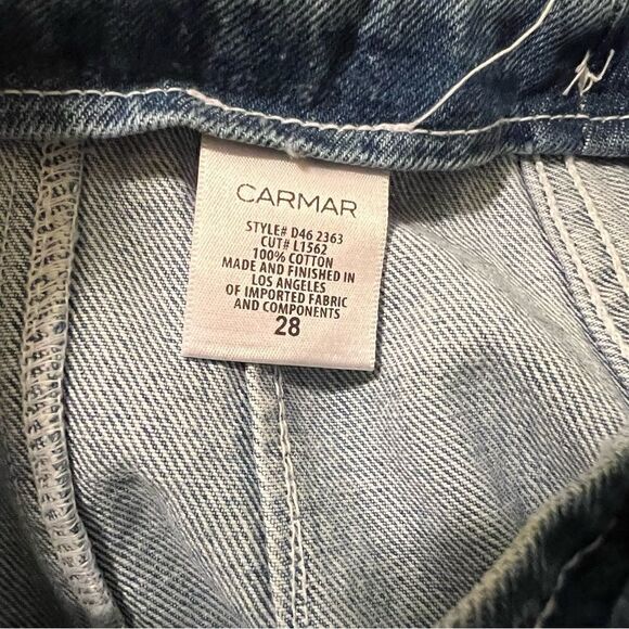 Carmar Mini Denim Skirt Button Fly Shredded Size 28 - Picture 8 of 8